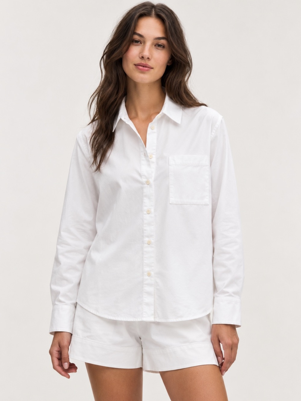 Lululemon White Relaxed Fit Button-Up Shirt Size Large Cotton Stretch